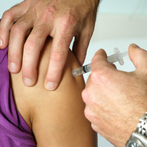 patient receiving an injection